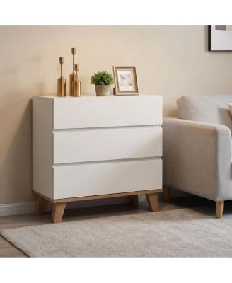 3 Drawer Modern Dresser with Natural Wood Legs