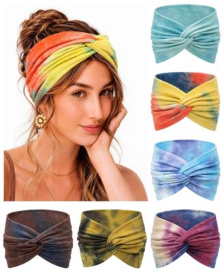 Wide Non-Slip Boho Headbands, 6-Pack