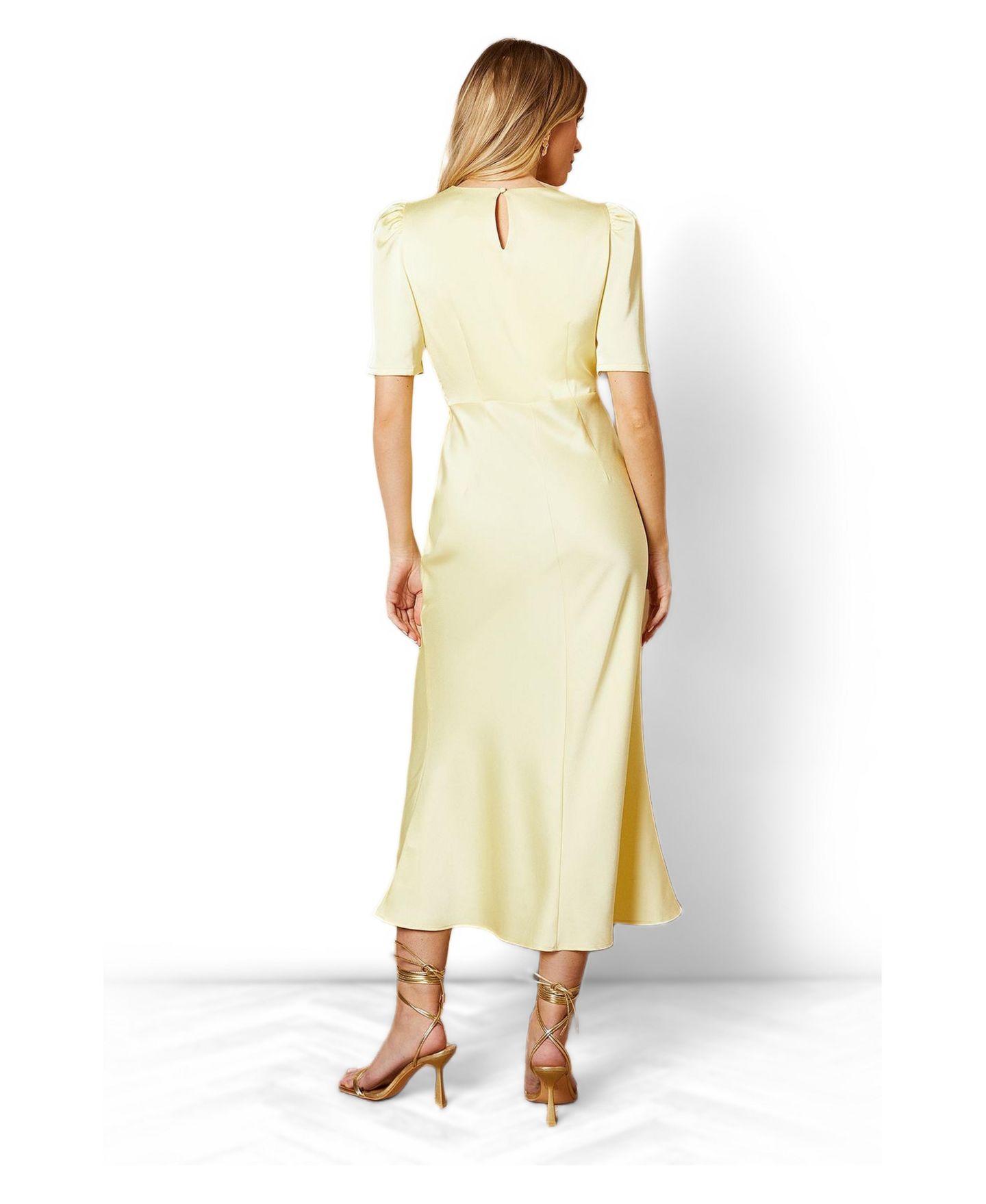 Женское платье Oasis Satin V-Neck Midi, цвет: Сливочный — фото 2