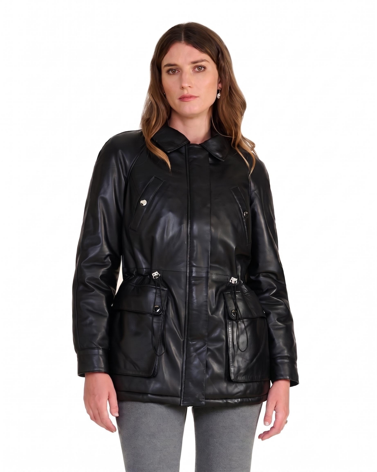 Furniq Uk Women's Sheridan Leather Utility Padded Jacket