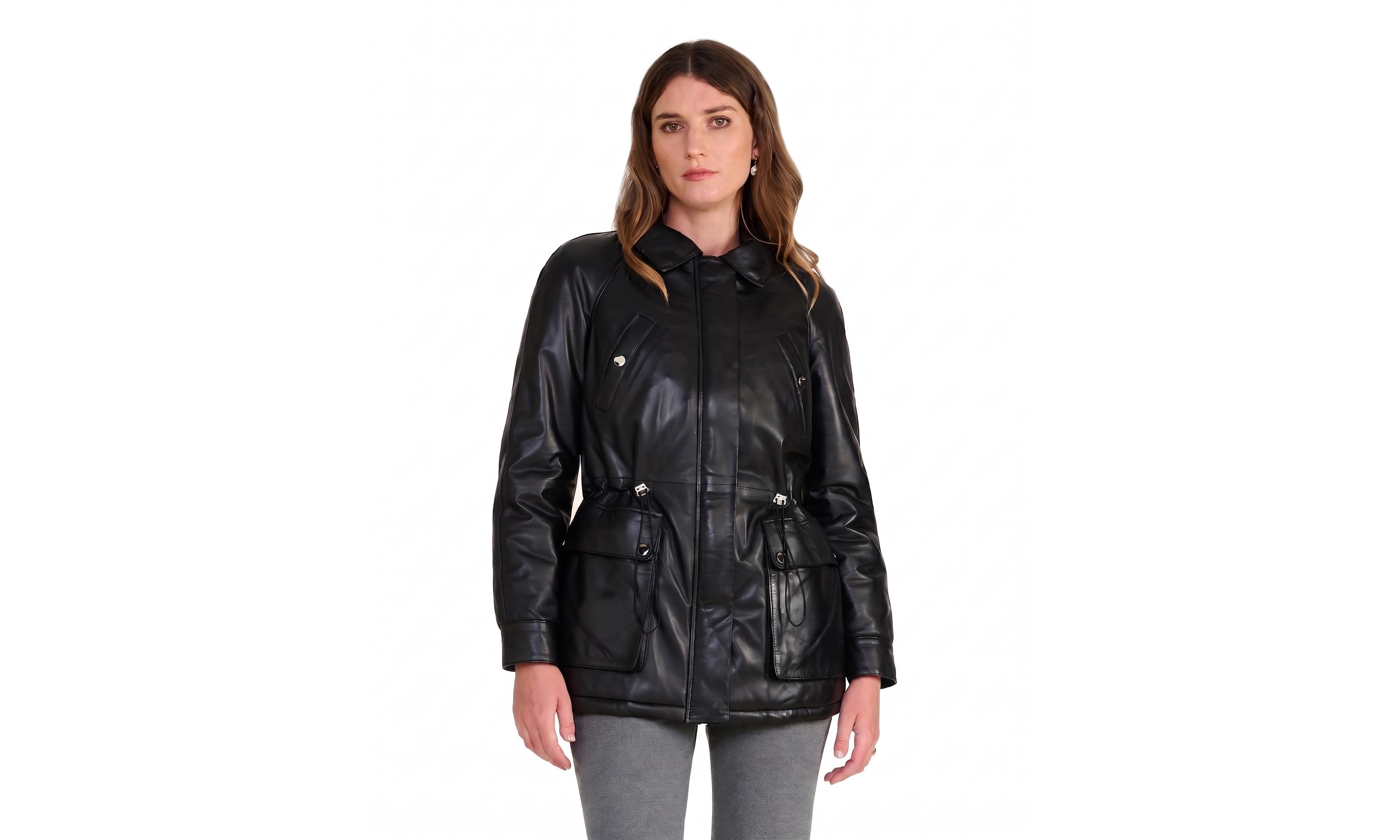 Furniq Uk Women's Sheridan Leather Utility Padded Jacket