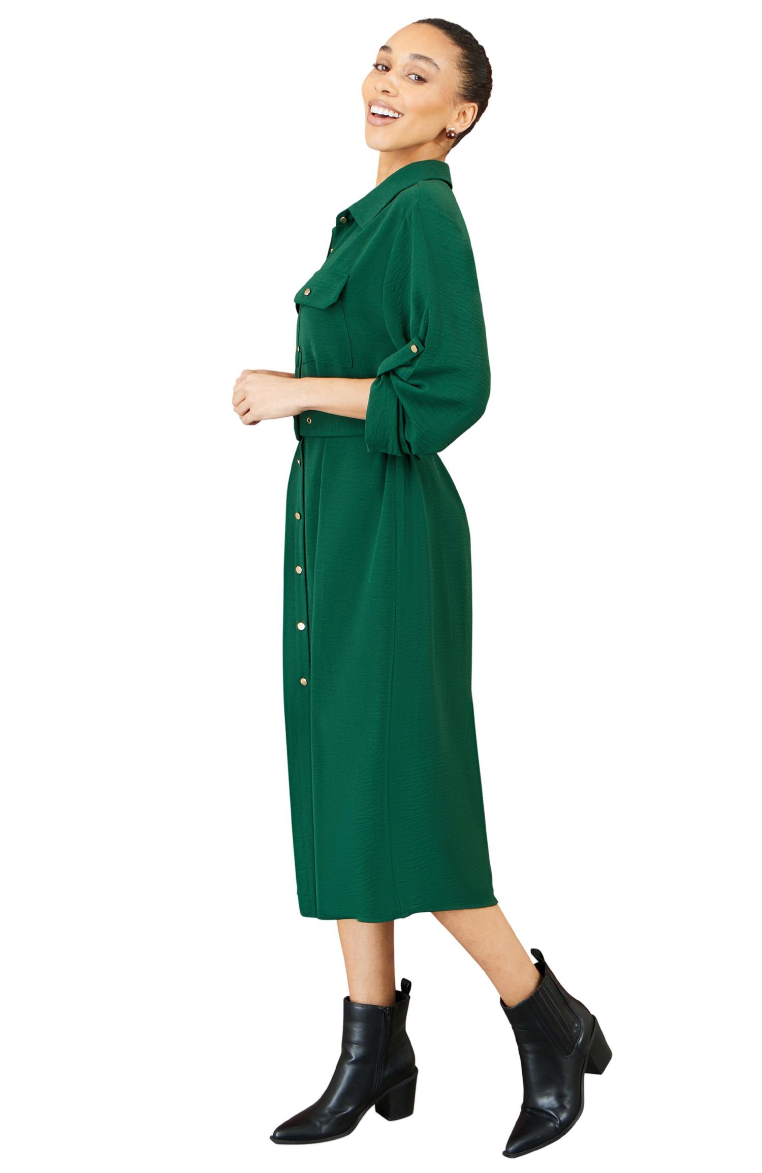 Women's Stretch Midi Shirt Dress