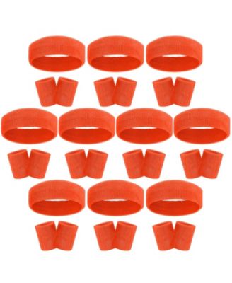 Neon Striped Terry Cloth Sweatbands Set Absorbent Athletic Sports Wristbands Headbands
