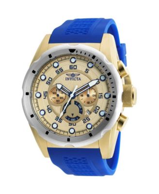 Men's Speedway 20307 Quartz Chronograph Gold-Tone Dial Blue Rubber Watch, 50mm