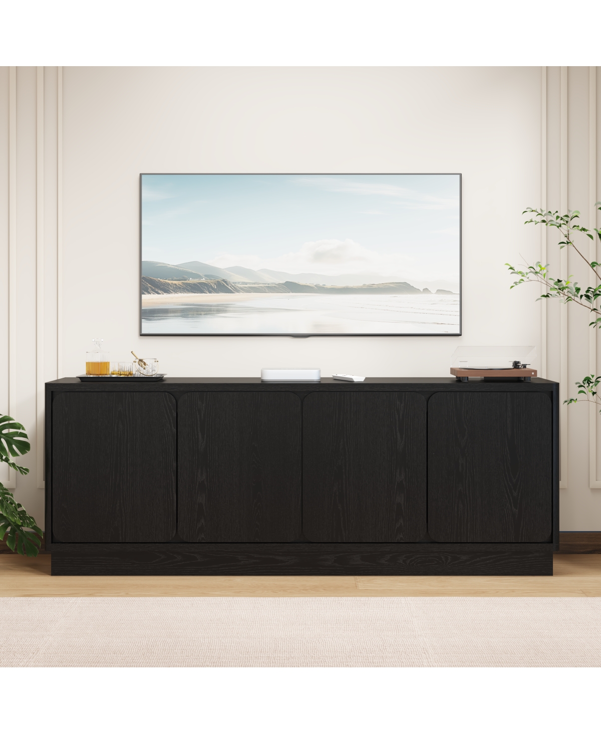 Streamdale Furniture 63" Modern Tv Stand with 4 Doors and Cable Management