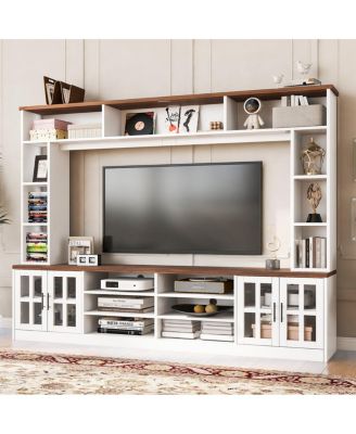 95.5" Modern Wall Unit Entertainment Center with Bookshelves for 80" TVs