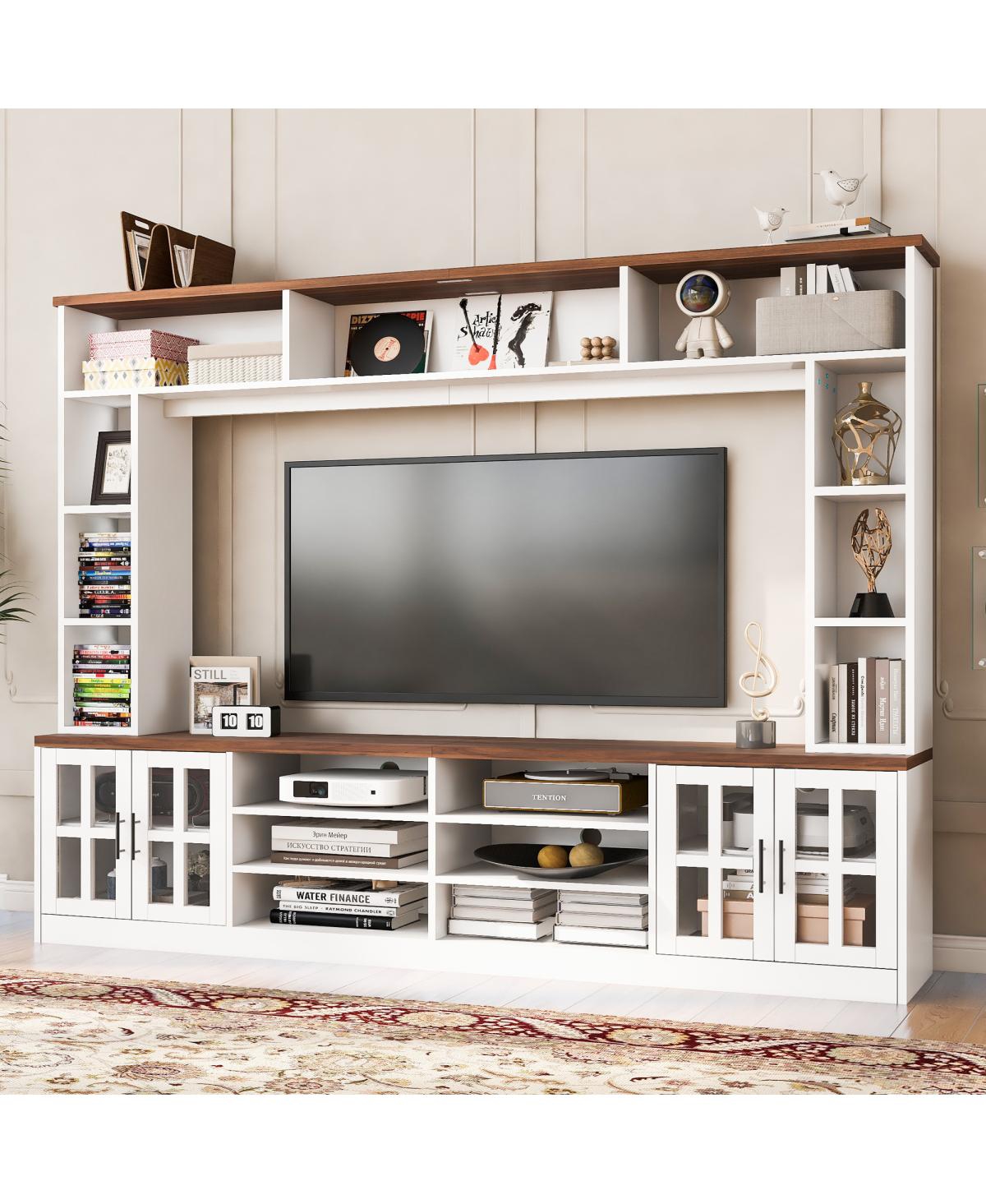 Streamdale Furniture 95.5" Modern Wall Unit Entertainment Center with Bookshelves for 80" TVs