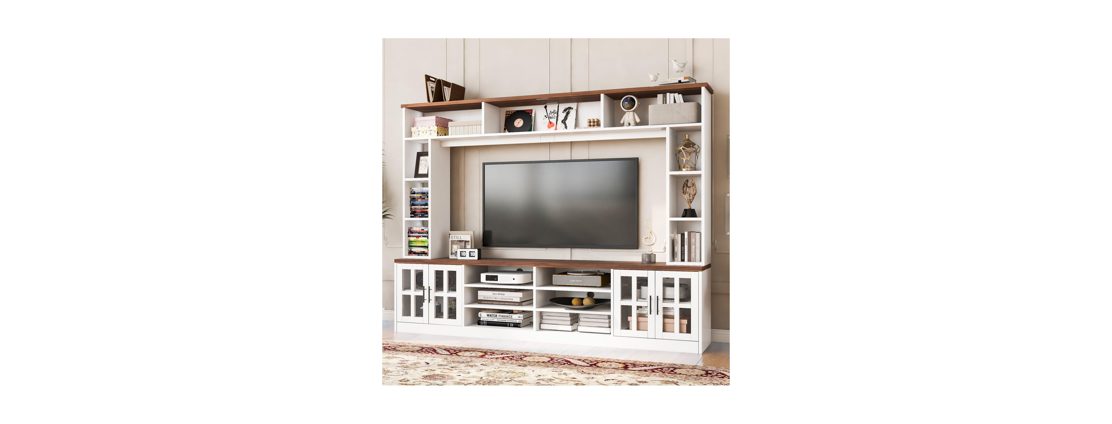 Streamdale Furniture 95.5" Modern Wall Unit Entertainment Center with Bookshelves for 80" TVs