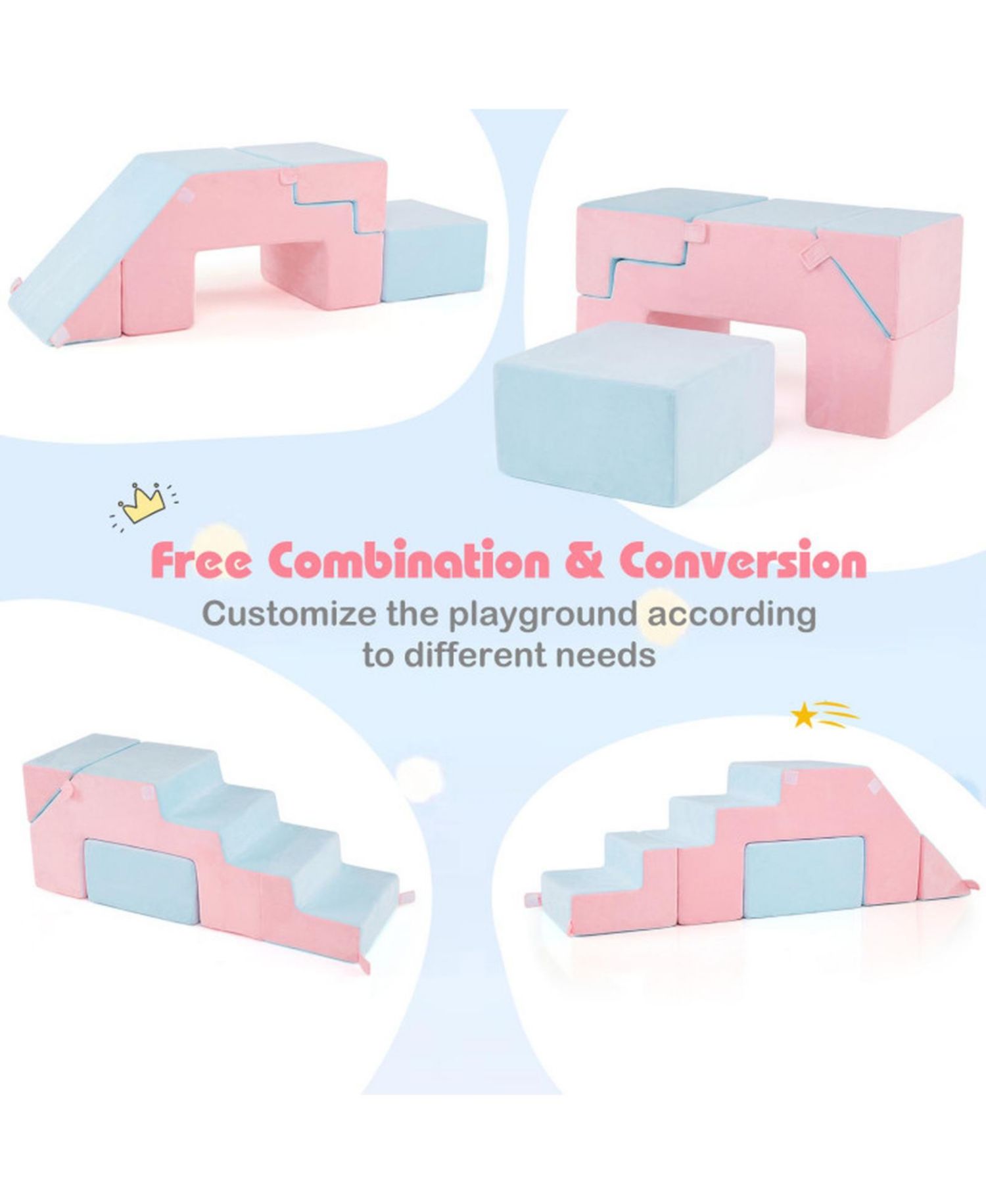 4-in-1 Foam Climbing Blocks Slide Soft Play Set