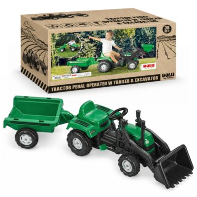Ranchero Pedal-Operated Tractor with Excavator & Trailer Ride-On, Ages 3+