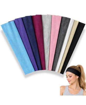 Wide Non-Slip Stretch Headbands, 10-Pack