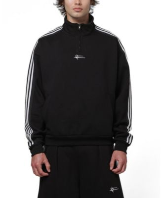 Men's Hybrid Track Relaxed-Fit Dropped-Shoulder Quarter-Zip Sweatshirt