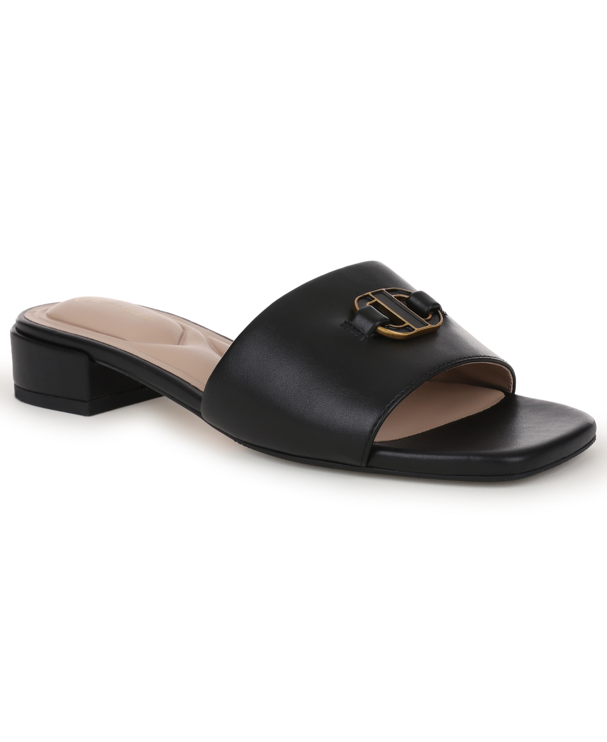 Giani Bernini Women's Tishah Square Toe Faux Leather Flat Sandals, Macy's Exclusive - Black