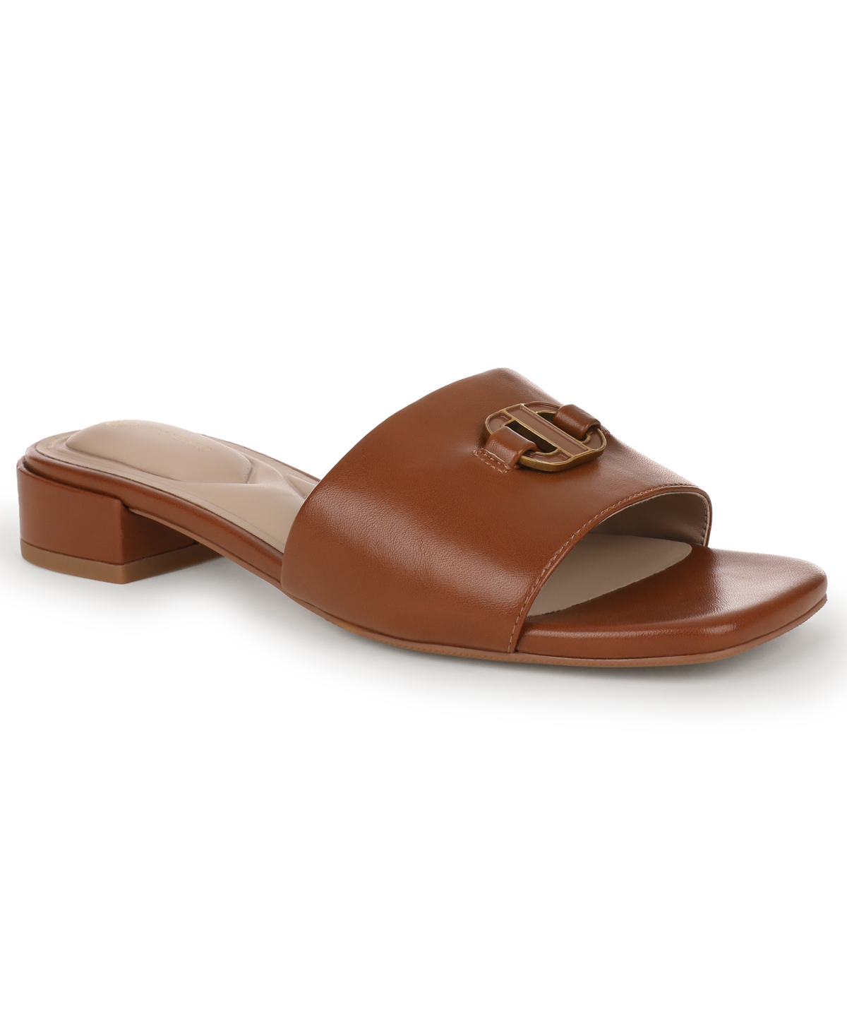Giani Bernini Women's Tishah Square Toe Faux Leather Flat Sandals, Macy's Exclusive - Burnt Copper