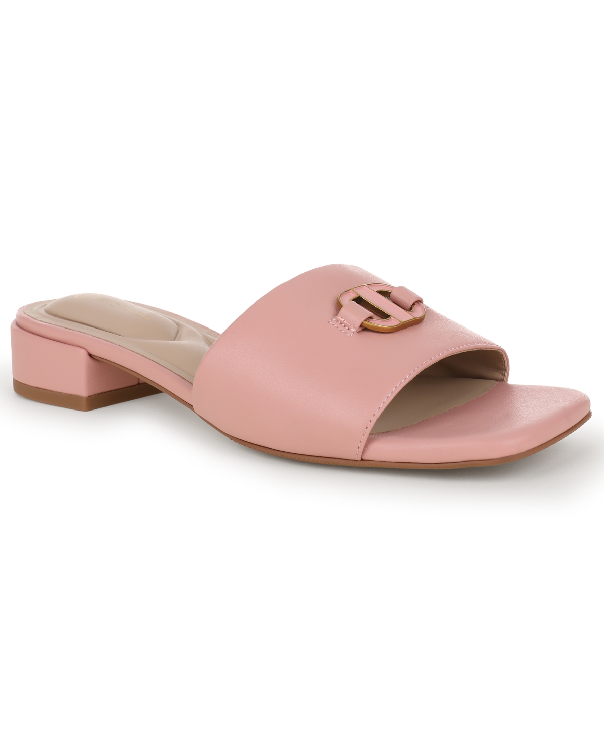Giani Bernini Women's Tishah Square Toe Faux Leather Flat Sandals, Macy's Exclusive - Pink Dawn