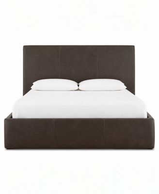 Tivie California King Leather High-Headboard Bed