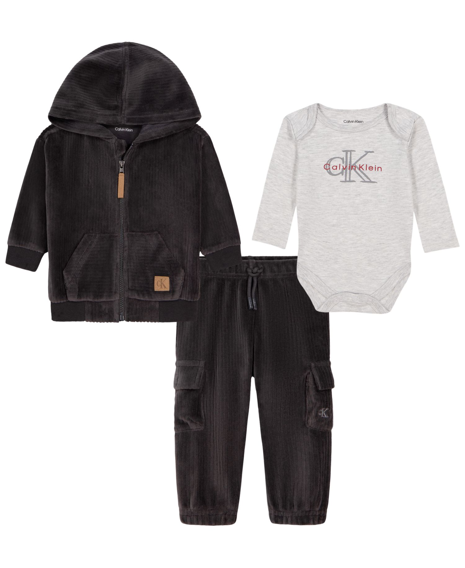 Baby Boys' Cotton-Blend Zip-Up Hooded Jacket, Bodysuit and Joggers, 3-Piece Set