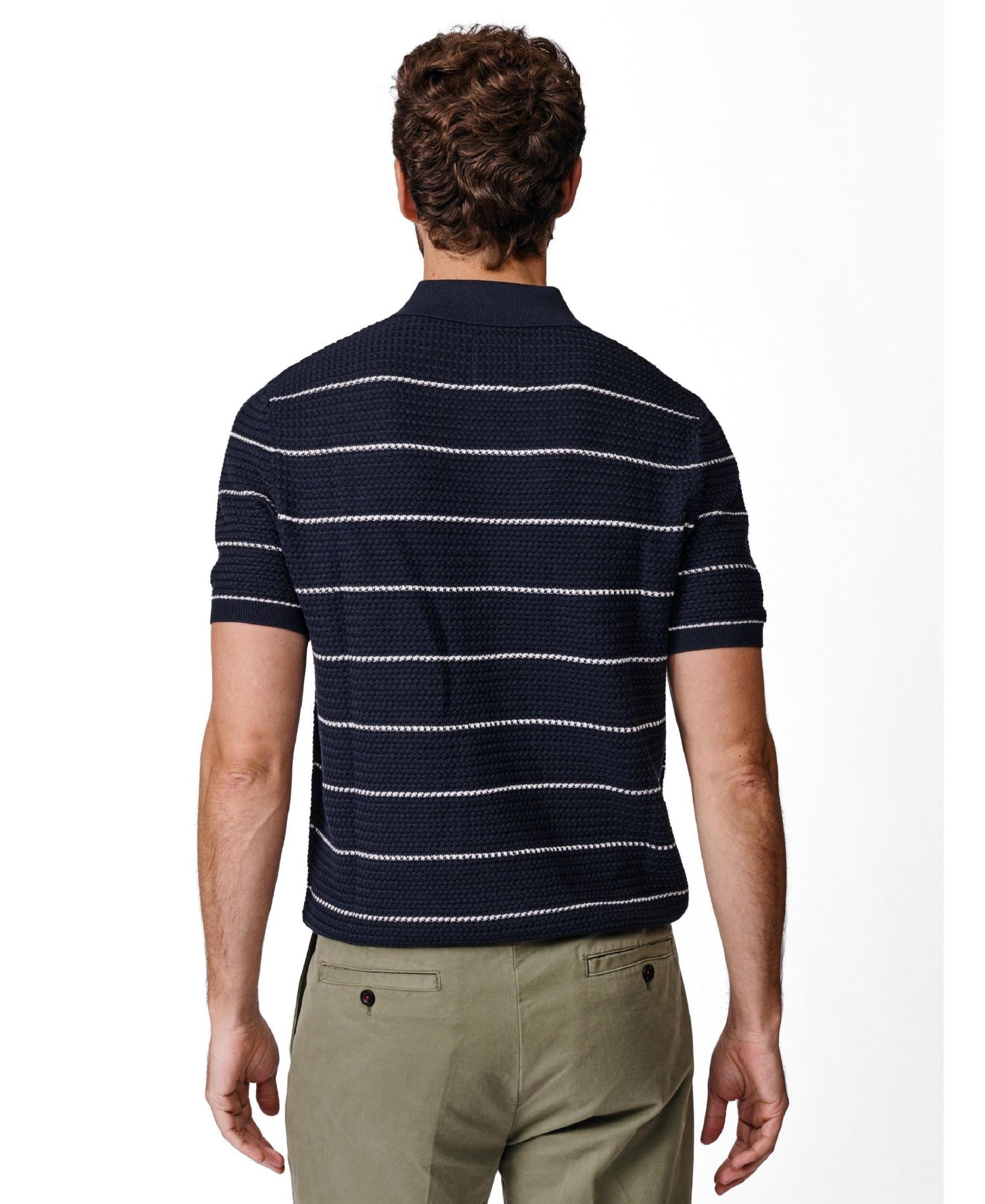 Men's Alford Knitted Texture Regular-Fit Cotton Polo Shirt