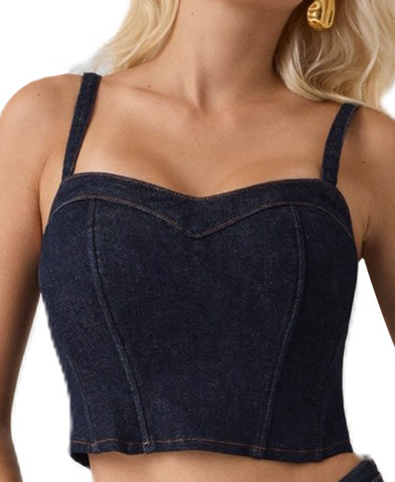 Women's Zoey Denim Crop Sweetheart Bustier Top