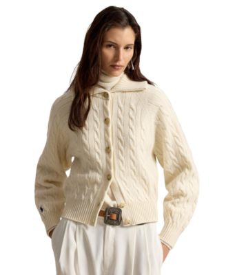 Women's Cable-Knit Wool-Cashmere Blend Cardigan Sweater