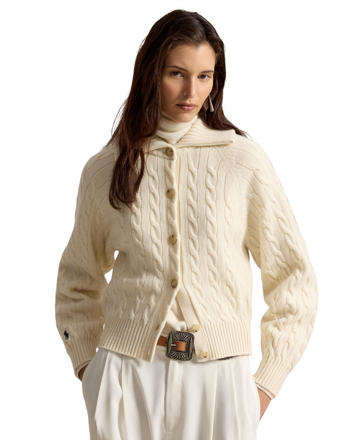 Polo Ralph Lauren Women's Cable-Knit Wool-Cashmere Blend Cardigan Sweater