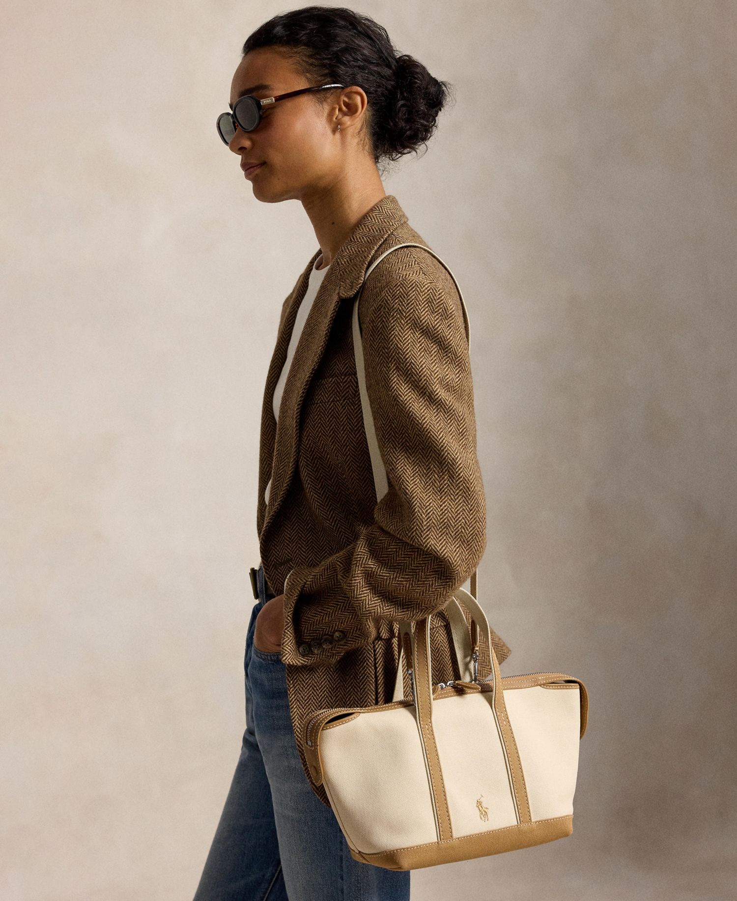 Women's Bear Canvas Mini Shopper Tote