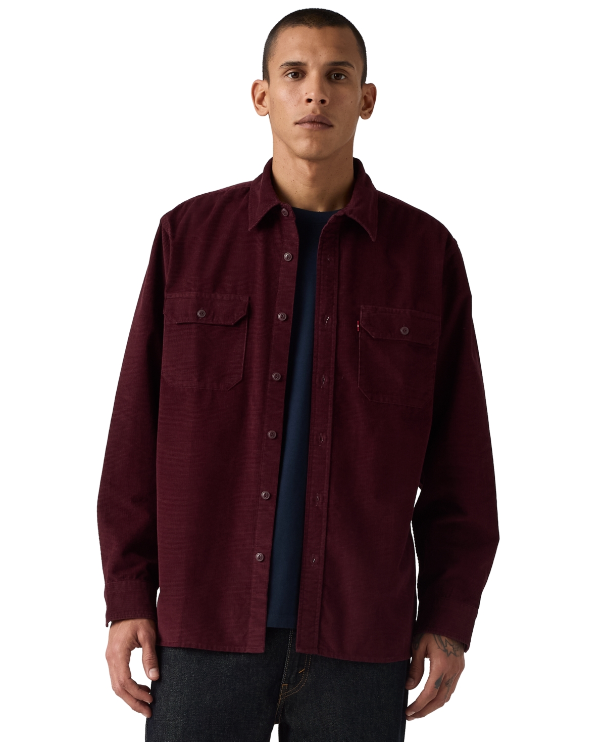 Levi's Men's Jackson Worker Corduroy Long-Sleeve Regular-Fit Overshirt - Vineyard Wine