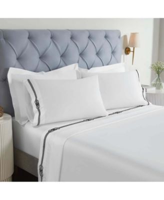 Moonlawn Cotton Gold Embroidered Deep Pocket Bed Sheet Set, Full
