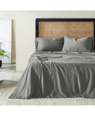 Cotton Linen Blend Deep Pocket  Bed Sheet Set, King