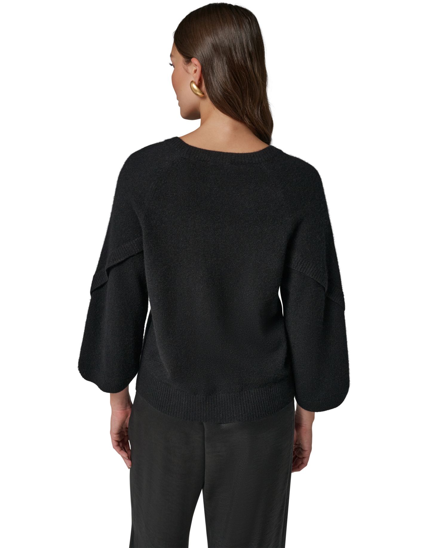 Women's Cashmere 3/4-Sleeve Tulip Crewneck Sweater