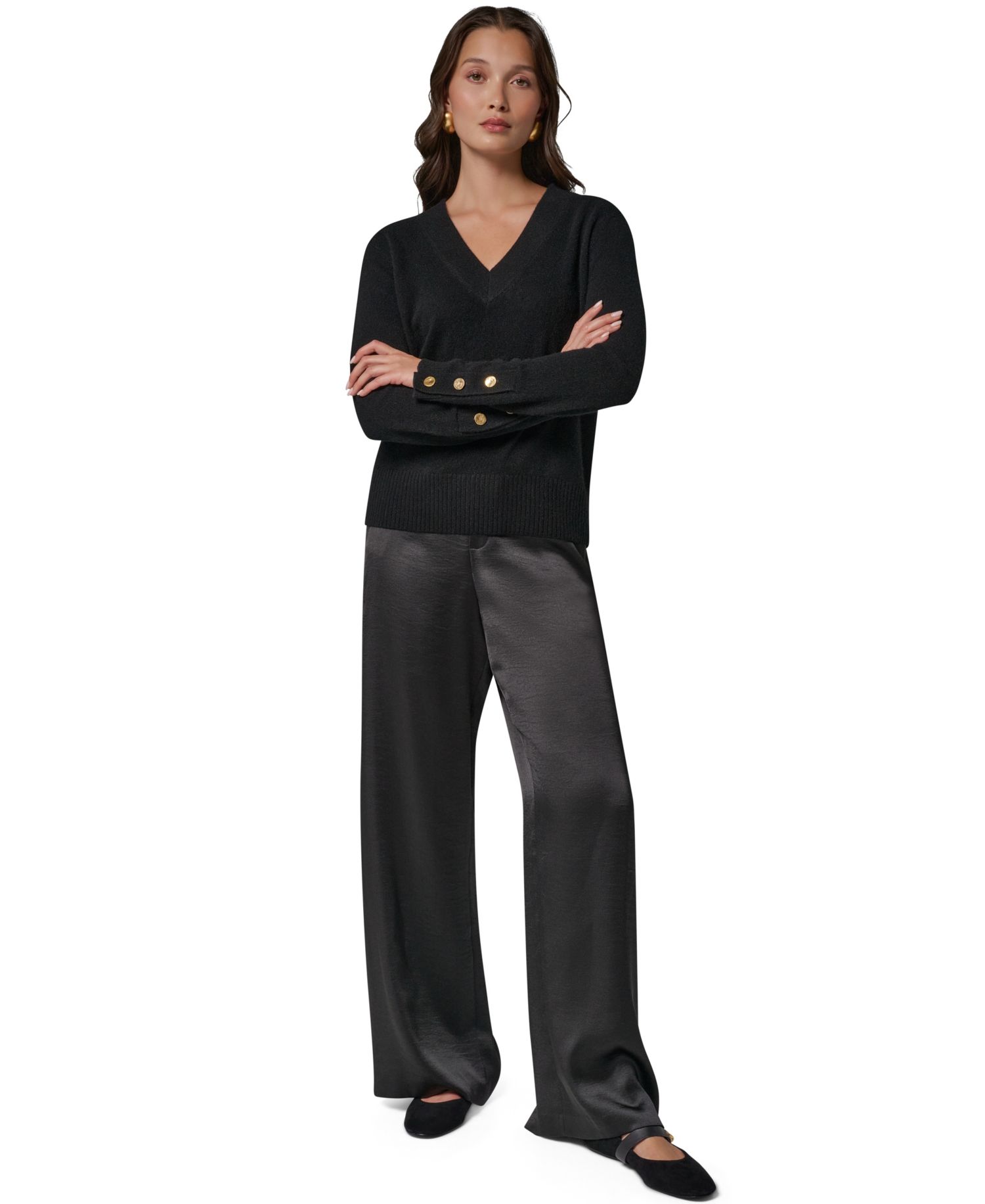 Women's Cashmere Long-Sleeve V-Neck Sweater