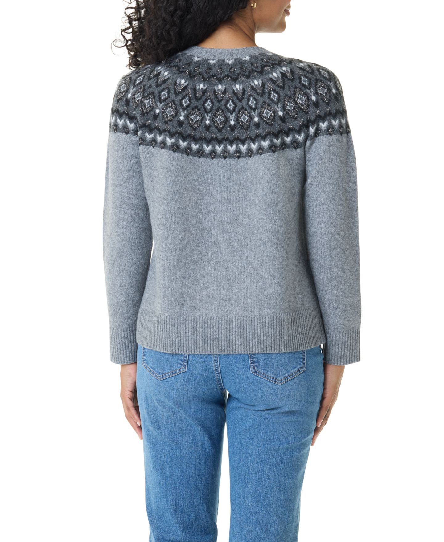 Женский свитер Gloria Vanderbilt Fair Isle Sweat Crewneck Long-Sleeve, цвет: Угольный — фото 4