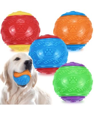 4 Pack Squeaky Dog Balls High Bouncy Interactive Pet Toys For Puppies
