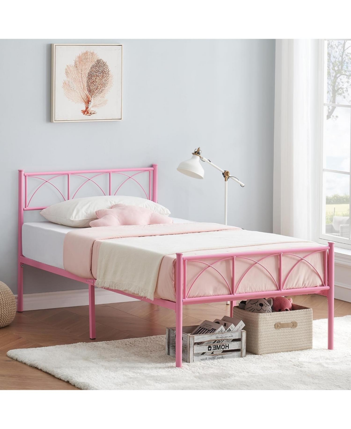 gaomon Twin Size Bed Frame with Headboard and Footboard, Heavy Duty Metal Slat Support, No Box Spring Needed, Easy Assembly