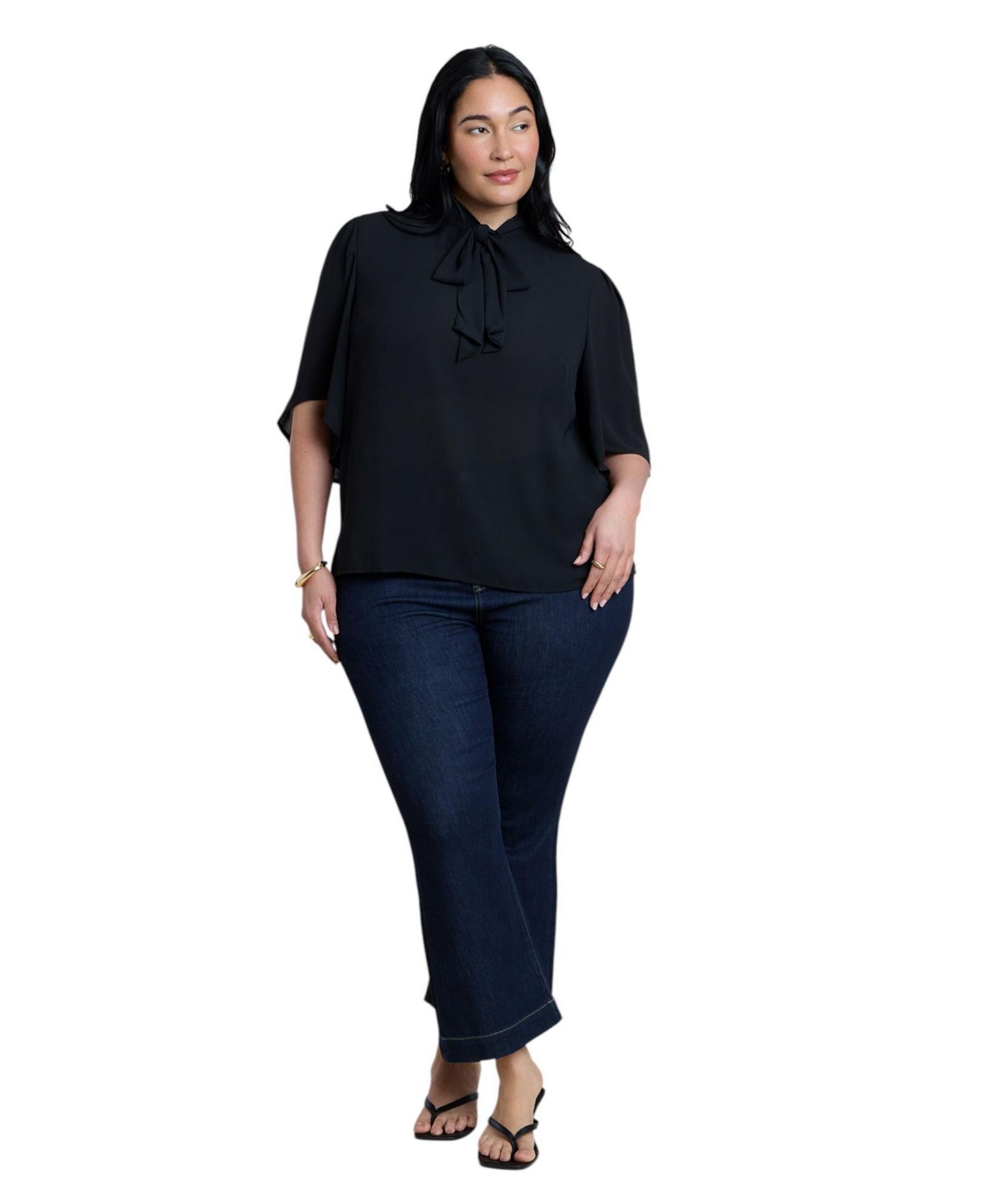 Women's Bow Blouse With Flutter Sleeve
