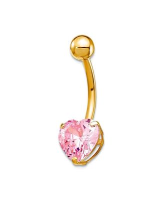 Cubic Zirconia Heart Dangle Belly Ring