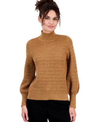Women's Puff-Sleeve Sequin Mockneck Sweater