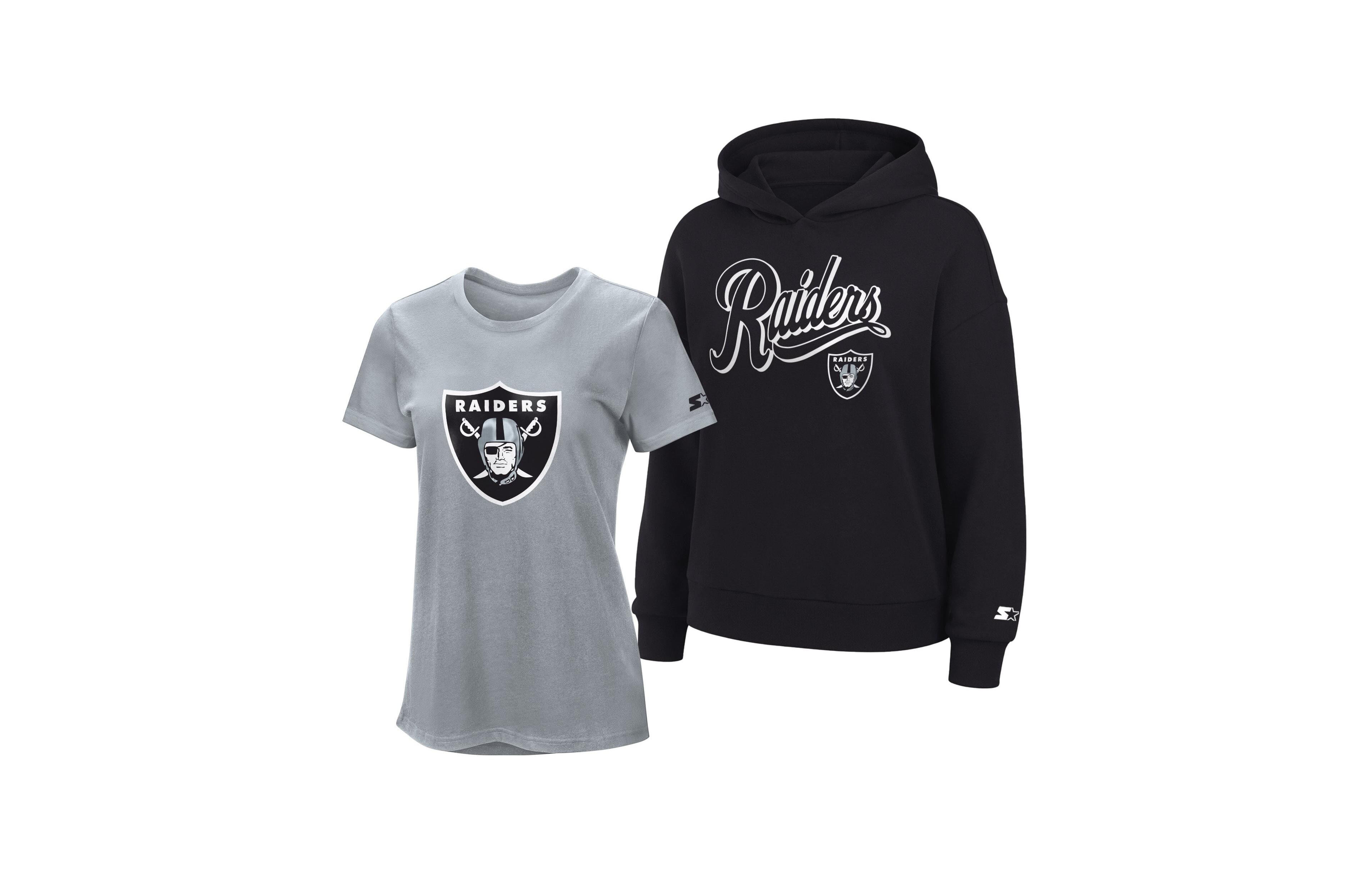 Starter Women's Silver/Black Las Vegas Raiders Hoodie T-Shirt Combo Pack