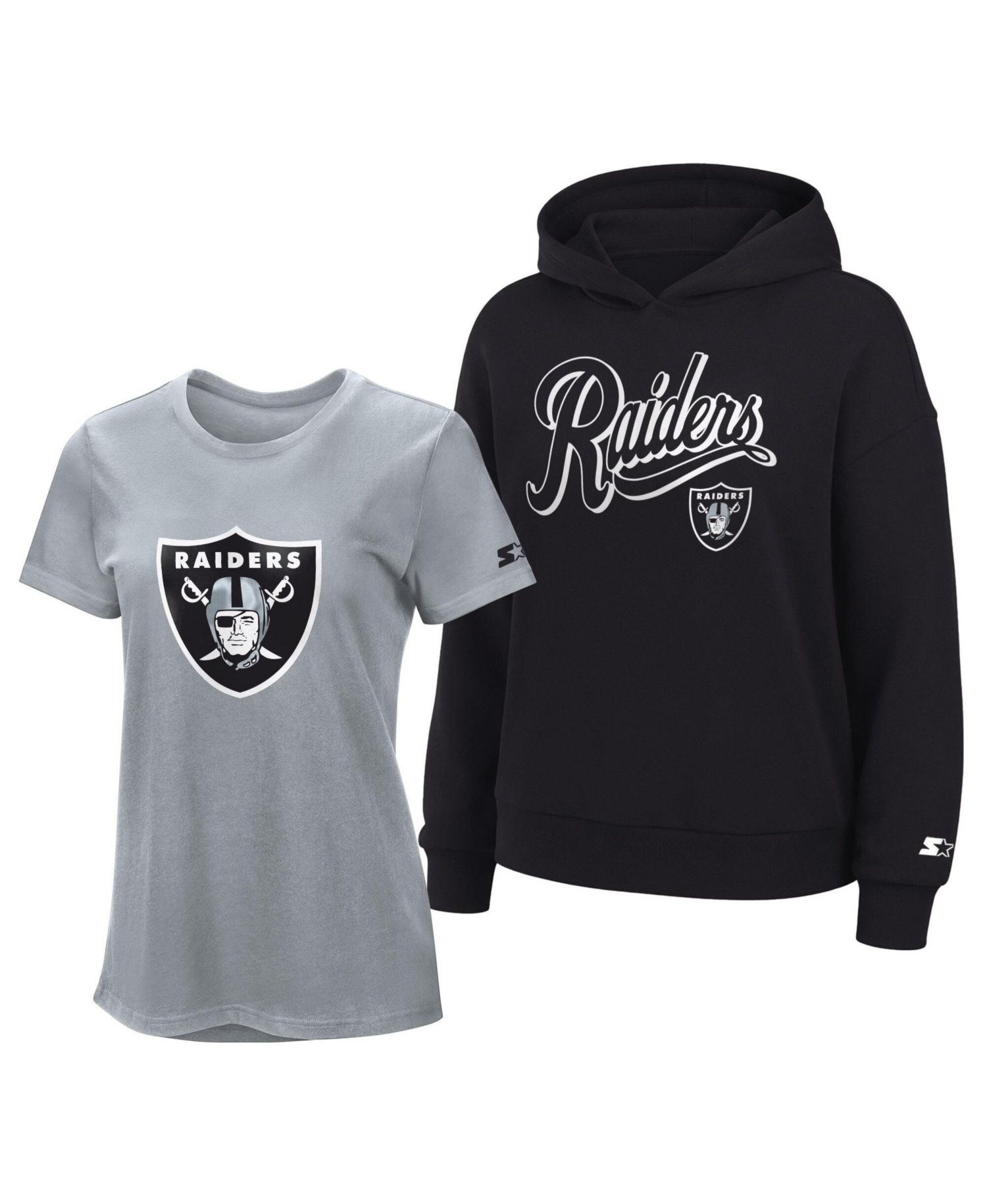 Women's Silver/Black Las Vegas Raiders Hoodie & T-Shirt Combo Pack