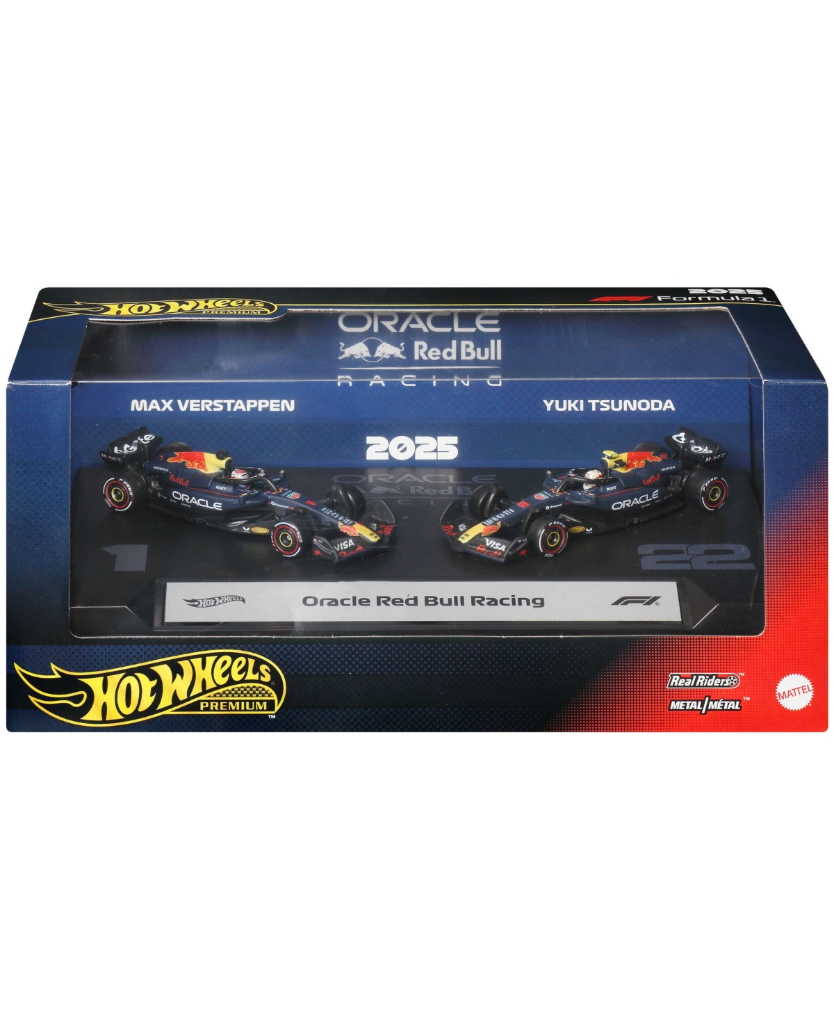 Hot Wheels 1:64 Scale Oracle Red Bull Racing Verstappen & Tsunoda Die-Cast Race Car 2-Pack - Multi
