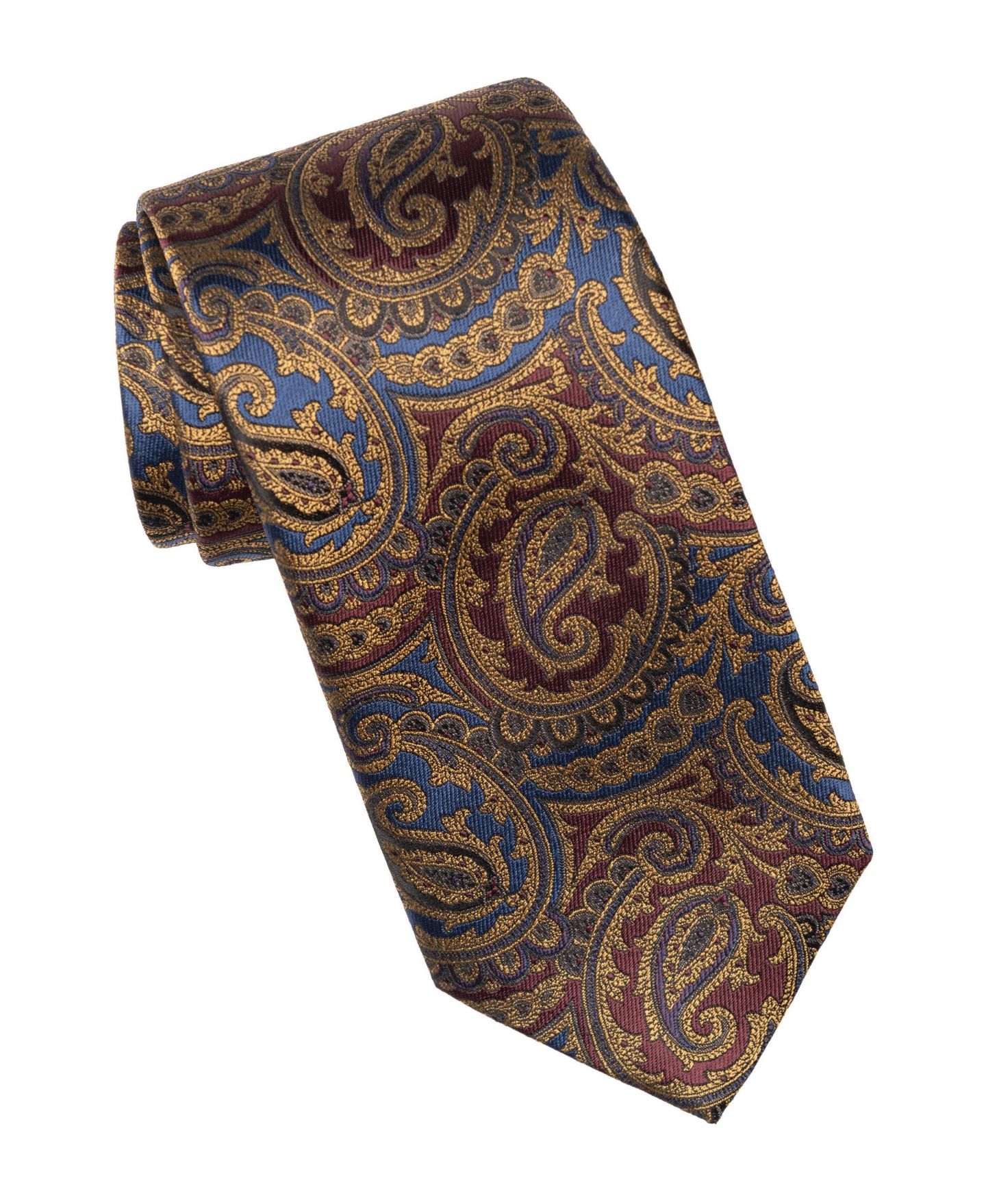 Мужской галстук Elizabetta San Carlo Paisley Jacquard Tie, цвет: Сапфировый / Рубиновый — фото 3