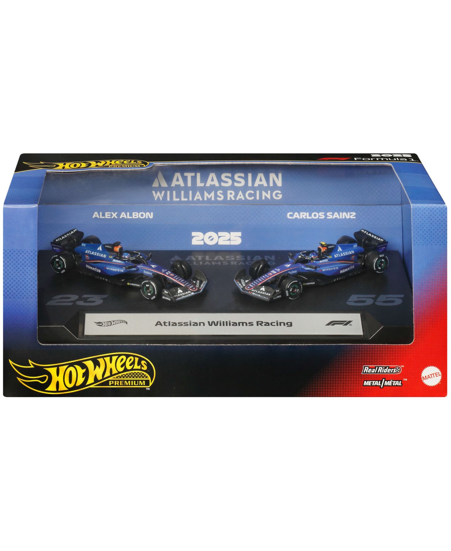 Набор Hot Wheels из 2 гоночных машин Atlassian Williams Racing Sainz и Albon, 1:64 — фото 1