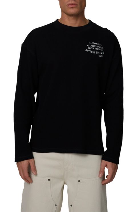 Мужская футболка Good For Nothing Icarus Long-Sleeve Waffle-Knit, цвет: Чёрный