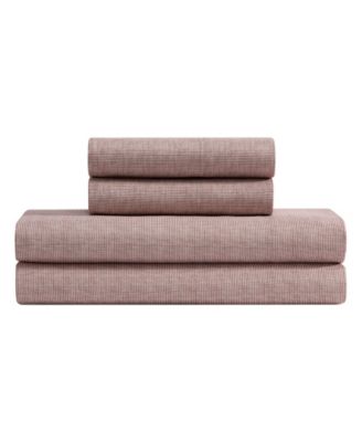 Haze Grid Washed Microfiber 4-Piece Sheet Set, Queen