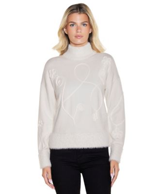 Women's Mock Neck Long-Sleeve Soutache-Detailing Sweater