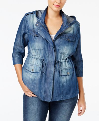 Standards and Practices Trendy Plus Size Denim Utility Jacket