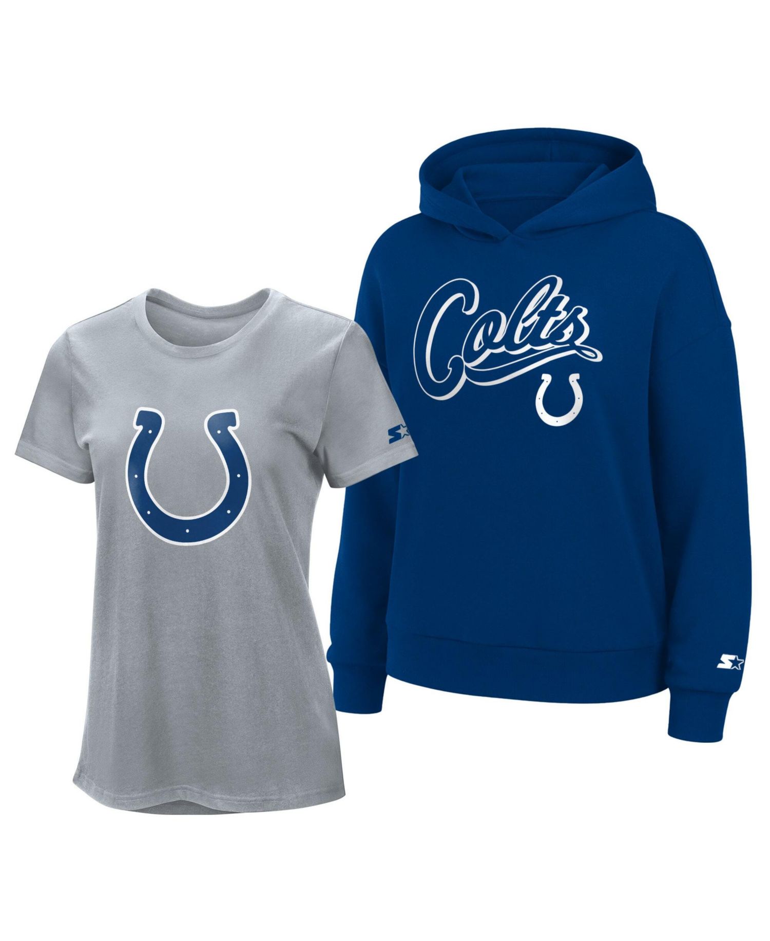 Women's Gray/Royal Indianapolis Colts Hoodie & T-Shirt Combo Pack