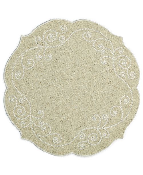 Lenox French Perle 16" Round Embroidered Placemat & Reviews Table