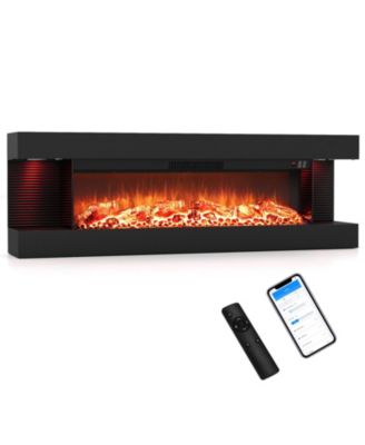 36 Inch 3-Sided Wall Mount Electric Fireplace with 40 Inch Floating Mantel and 12 Flame