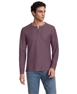 Men's Textured Herringbone Long-Sleeve Henley